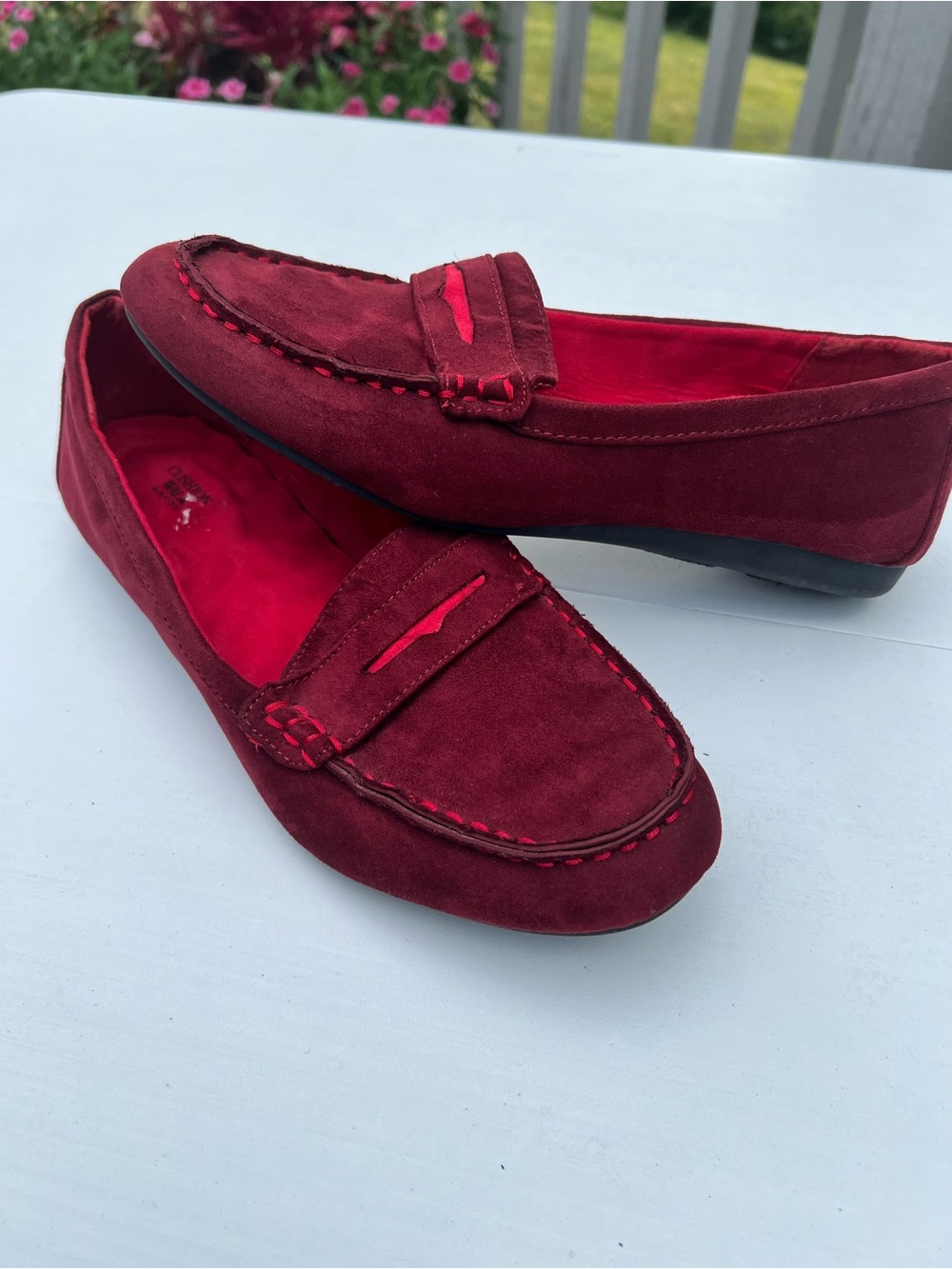 Cushion Walk by Avon Women’s Suede Penny Loafers in Deep Wine Red 10